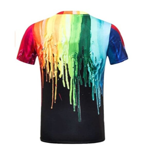 RXBC2011 Men's Rainbow Watercolor Paint Short Sleeve Regular Fit T-Shirt Size XL - Picture 3 of 11